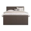 Leen Bakker Boxspring met voetbord Liv geblokt - donkerbruin - 160x200 cm - ronde poot Online
