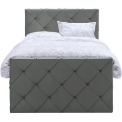 Leen Bakker Boxspring met voetbord Liv geruit - grijs - 120x200 cm - slanke poot Outlet