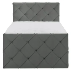 Leen Bakker Boxspring met voetbord Liv geruit - grijs - 120x200 cm - slanke poot Outlet