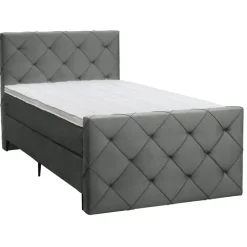 Leen Bakker Boxspring met voetbord Liv geruit - grijs - 120x200 cm - slanke poot Outlet