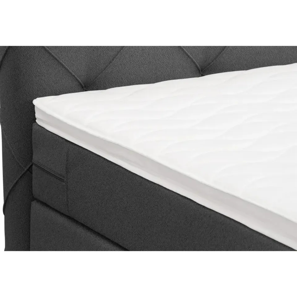 Leen Bakker Boxspring met voetbord Liv geruit - antraciet - 180x200 cm - vierkante poot Clearance