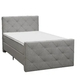 Leen Bakker Boxspring met voetbord Liv geruit - lichtgrijs - 120x200 cm - slanke poot Best