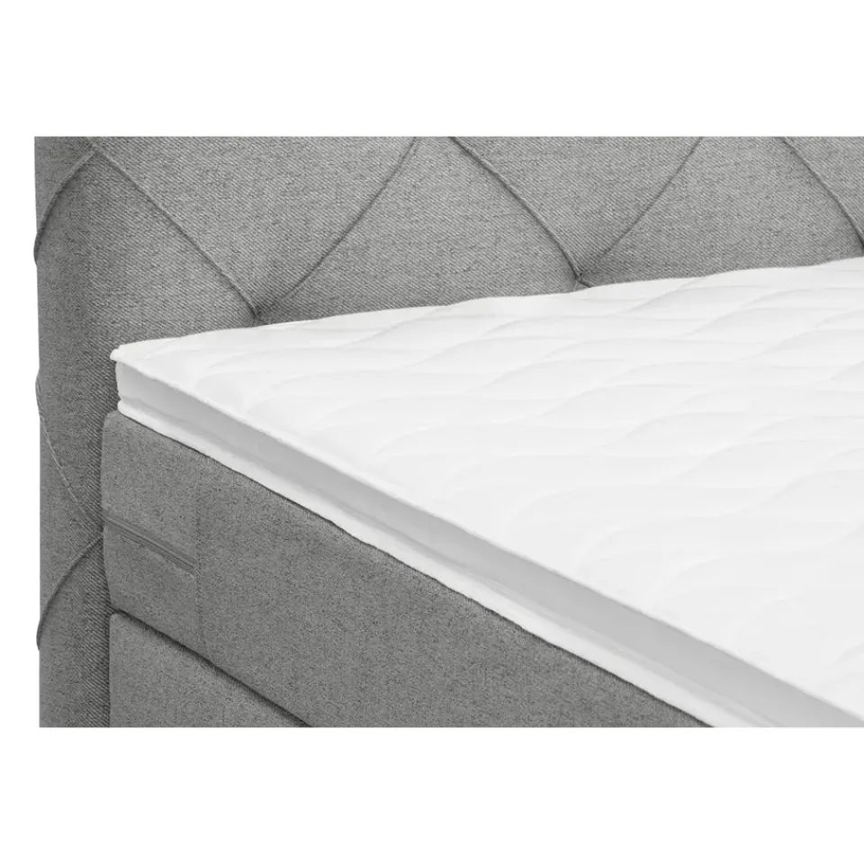 Leen Bakker Boxspring met voetbord Liv geruit - lichtgrijs - 120x200 cm - slanke poot Best