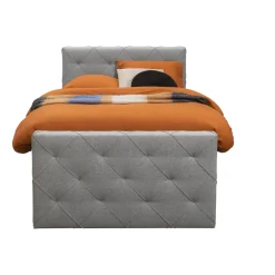 Leen Bakker Boxspring met voetbord Liv geruit - lichtgrijs - 120x200 cm - slanke poot Best