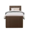 Leen Bakker Boxspring met voetbord Liv geblokt - bruin - 90x200 cm - vierkante poot Clearance