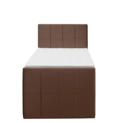 Leen Bakker Boxspring met voetbord Liv geblokt - bruin - 90x200 cm - vierkante poot Clearance