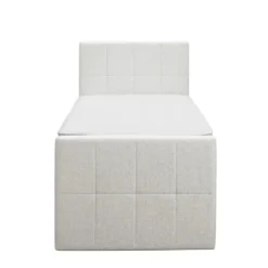 Leen Bakker Boxspring met voetbord Liv geblokt - ecru - 90x200 cm - ronde poot Outlet