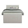 Leen Bakker Boxspring met voetbord Liv geblokt - ecru - 120x200 cm - vierkante poot Sale