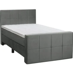 Leen Bakker Boxspring met voetbord Liv geblokt - grijs - 120x200 cm - ronde poot Sale