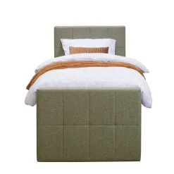 Leen Bakker Boxspring met voetbord Liv geblokt - groen - 90x200 cm - slanke poot Hot