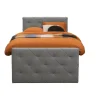 Leen Bakker Boxspring met voetbord Liv geruit - lichtgrijs - 120x200 cm - vierkante poot Hot