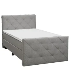 Leen Bakker Boxspring met voetbord Liv geruit - lichtgrijs - 120x200 cm - vierkante poot Hot