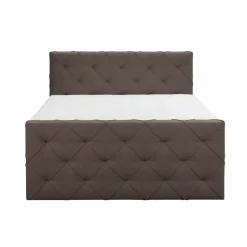 Leen Bakker Boxspring met voetbord Liv geruit - donkerbruin - 180x200 cm - vierkante poot Discount