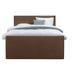 Leen Bakker Boxspring met voetbord Liv geblokt - bruin - 160x200 cm - slanke poot Sale