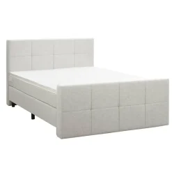 Leen Bakker Boxspring met voetbord Liv geblokt - ecru - 160x200 cm - ronde poot
