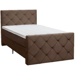 Leen Bakker Boxspring met voetbord Liv geruit - bruin - 120x200 cm - slanke poot Hot