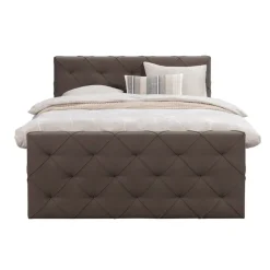 Leen Bakker Boxspring met voetbord Liv geruit - donkerbruin - 180x200 cm - ronde poot Hot