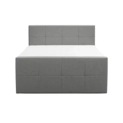 Leen Bakker Boxspring met voetbord Liv geblokt - lichtgrijs - 180x200 cm - slanke poot Discount