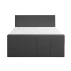 Leen Bakker Boxspring met voetbord Liv geblokt - antraciet - 180x200 cm - vierkante poot Sale