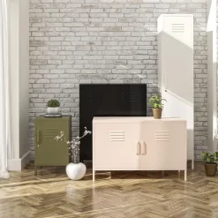 Dorel Home Bradford - Wandkast met 2 groene metalen deuren Clearance