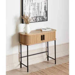 Beliani BRADLEY - Sidetable - Lichthout/Zwart - MDF Clearance