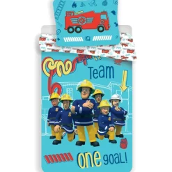 Merkloos Brandweerman Sam Dekbedovertrek Team - Eenpersoons - 140 x 200 cm - Katoen Hot