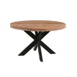 Brix - Eetkamertafel Rond - 130 cm - Mangohout - Bruin Best