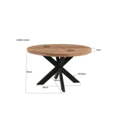 Brix - Eetkamertafel Rond - 130 cm - Mangohout - Bruin Best