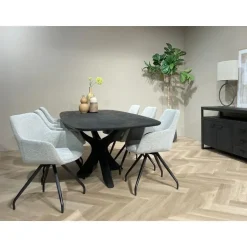 Brix - Eetkamertafel Montreaux - Zwart - Mangohout - 220 cm Discount