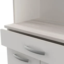 CBA Buffetkast Pavel 185cm hoog - mat wit/acacia met werkblad