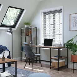 Vasagle Bureau Fabrice 120cm 2 legplanken - rustiek bruin/zwart Discount