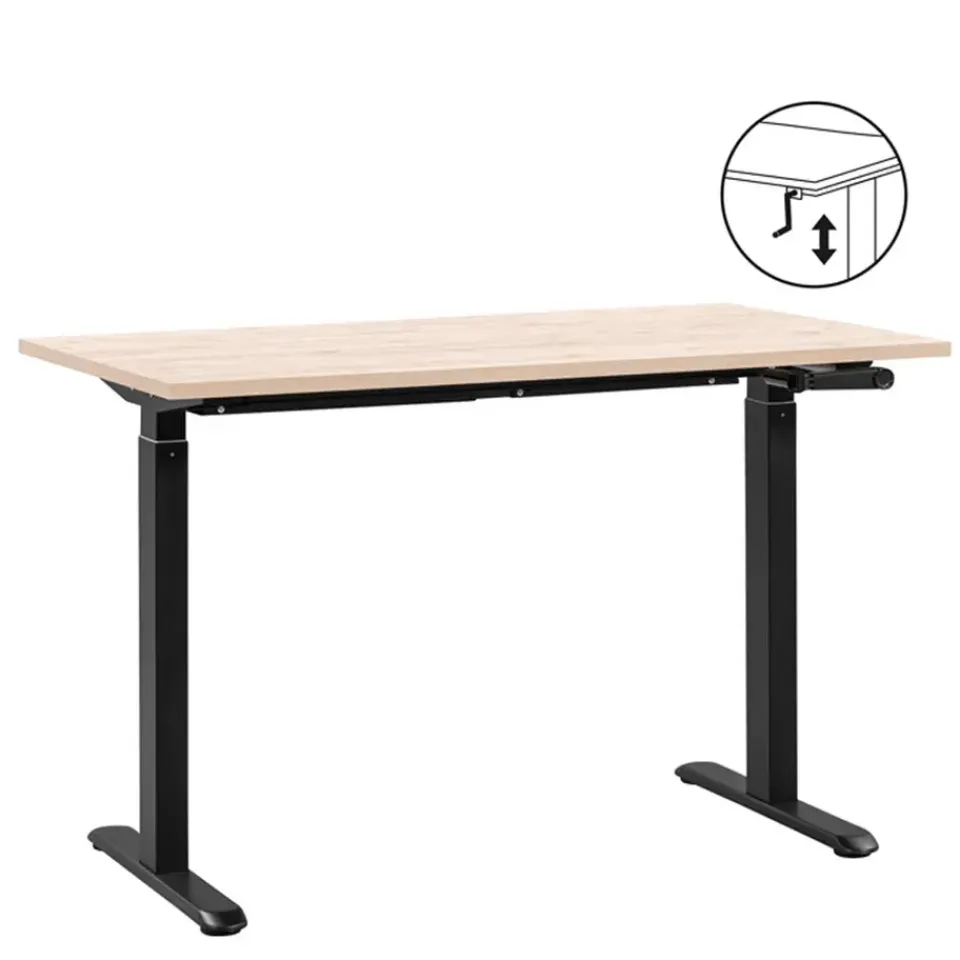 Homeworx Bureau zit/sta handmatig verstelbaar – eikenkleur/zwart - 75/118x120x70 cm New