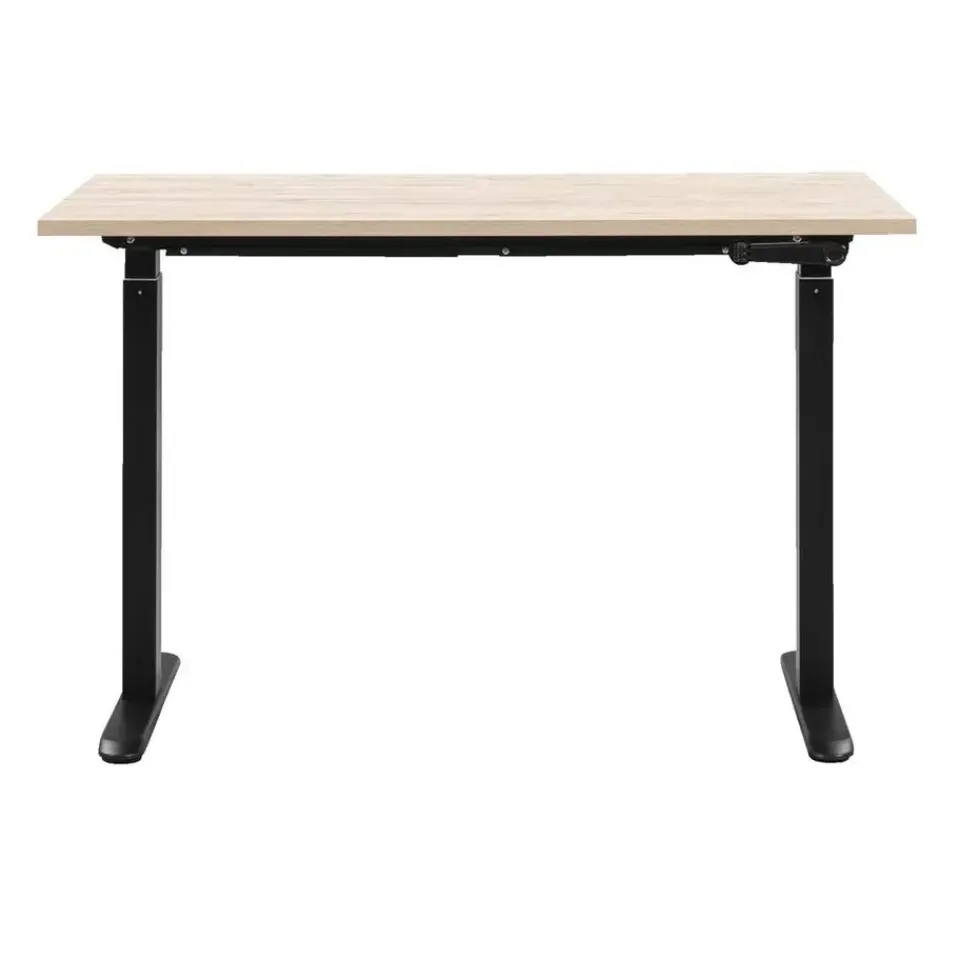 Homeworx Bureau zit/sta handmatig verstelbaar – eikenkleur/zwart - 75/118x120x70 cm New