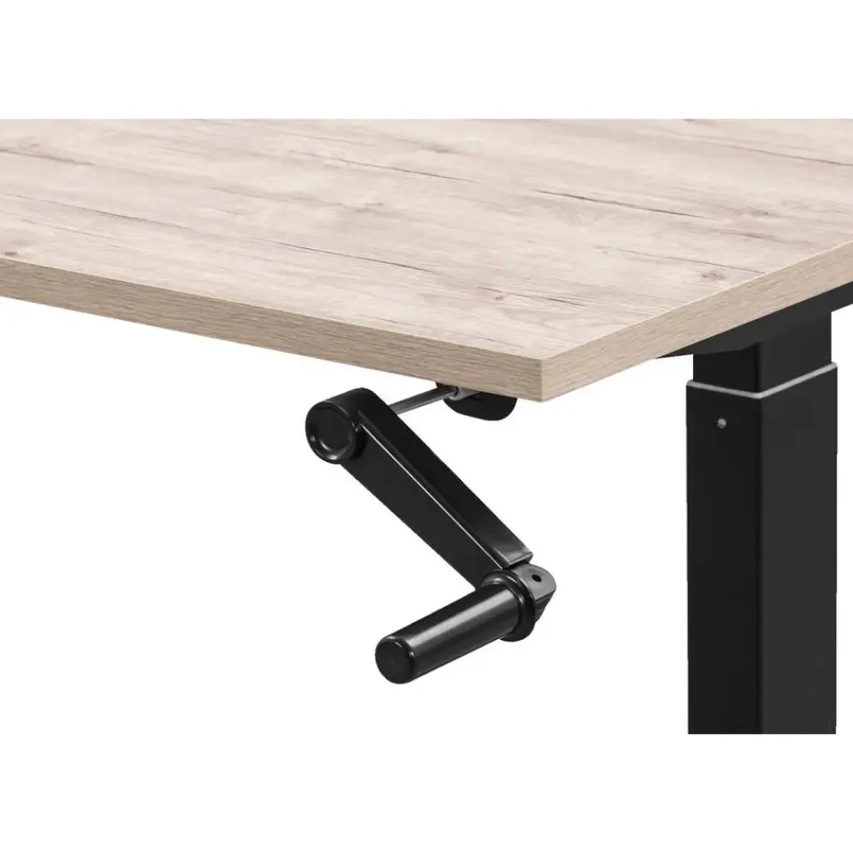 Homeworx Bureau zit/sta handmatig verstelbaar – eikenkleur/zwart - 75/118x120x70 cm New