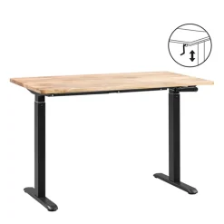 Homeworx Bureau zit/sta handmatig verstelbaar – mangohout/zwart - 75/118x120x70 cm New