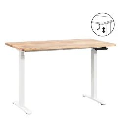 Homeworx Bureau zit/sta handmatig verstelbaar - mangohout/wit - 75/118x120x70 cm Hot