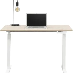 Homeworx Bureau zit/sta handmatig verstelbaar – eikenkleur/wit - 75/118x120x70 cm Clearance