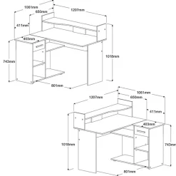Parisot Bureau Professional 102cm- zwart/eik Hot