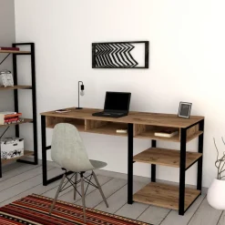 Arabic House Bureau Zwart/Bruin Melamine - 150x58,4x75,8cm - Emro Clearance