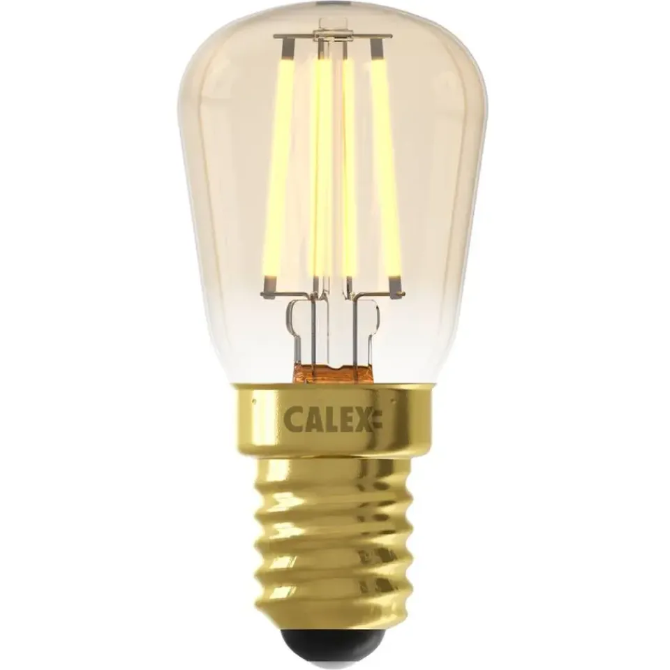 Calex LED buislamp - T26x58 - goudkleur - E14 - 1,5W - 136LM - dimbaar Clearance