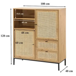 Calicosy - Buffetkast JAYA - Licht hout - 120x100x40 cm Clearance