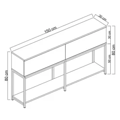 Calicosy - Console 2 neerklapbare deuren LORD - 30x150x80 cm Outlet
