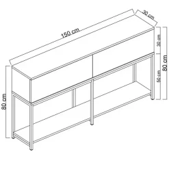 Calicosy - Console 2 neerklapbare deuren LORD - 30x150x80 cm Outlet