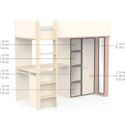 CBA CALICOSY - Hoogslaper CAMILLIA - 104,1x205,9x183 cm