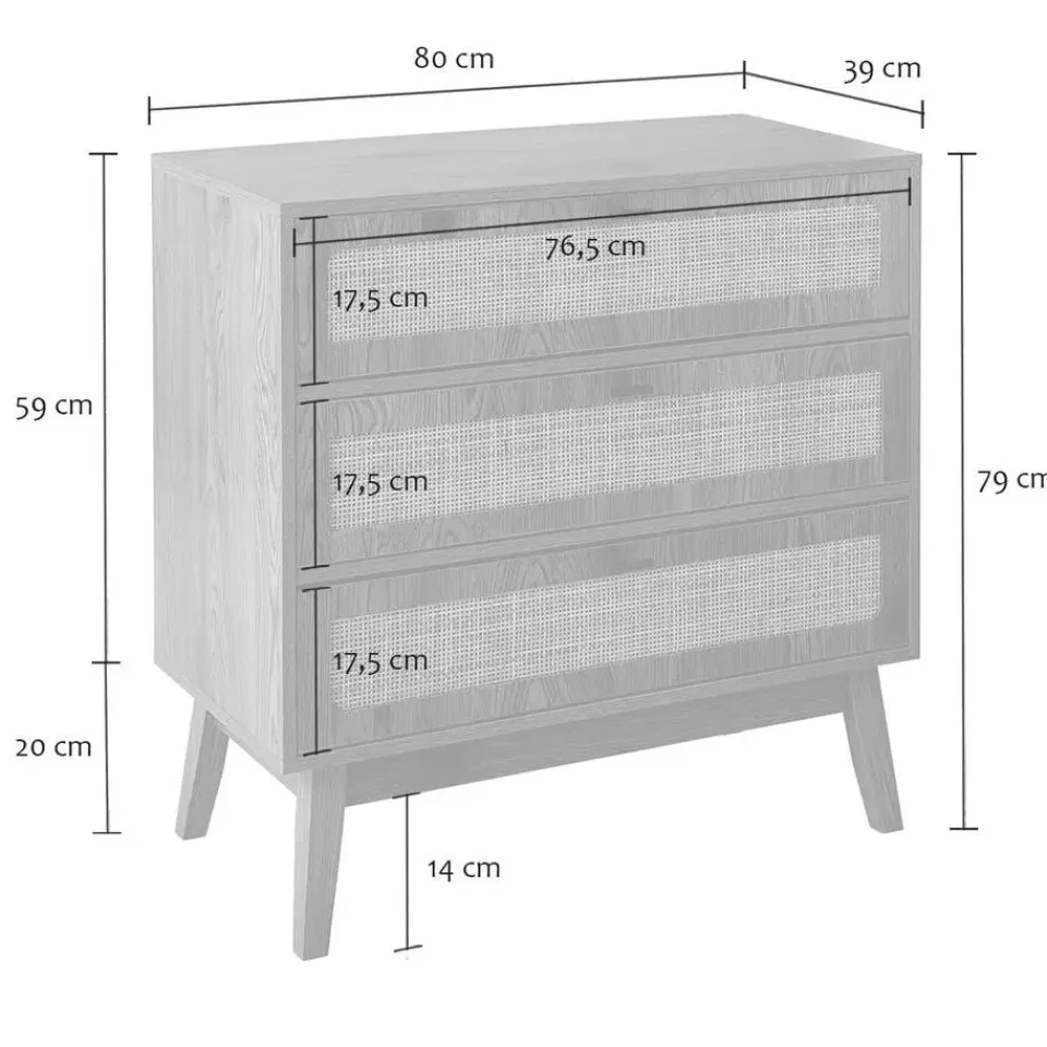 Calicosy - Ladekast ALIA - Licht hout - 79x80x39 cm Outlet