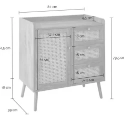 Calicosy - Ladekast PALMO - Licht hout - 79,5x80x39 cm Clearance