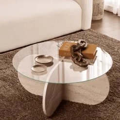 Calicosy - Salontafel AERIS - Travertijn - 35x75x75 cm New