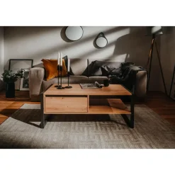 Calicosy - Salontafel DENVER - Handgemaakt eiken / grijs - 40x100x55 cm Sale