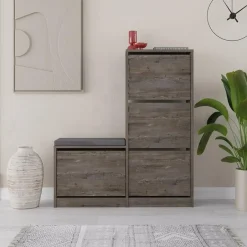 Calicosy - Schoenenkast DUDE - Eik grijs - 118,5x105x26 cm Online