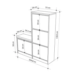 Calicosy - Schoenenkast DUDE - Eik grijs - 118,5x105x26 cm Online